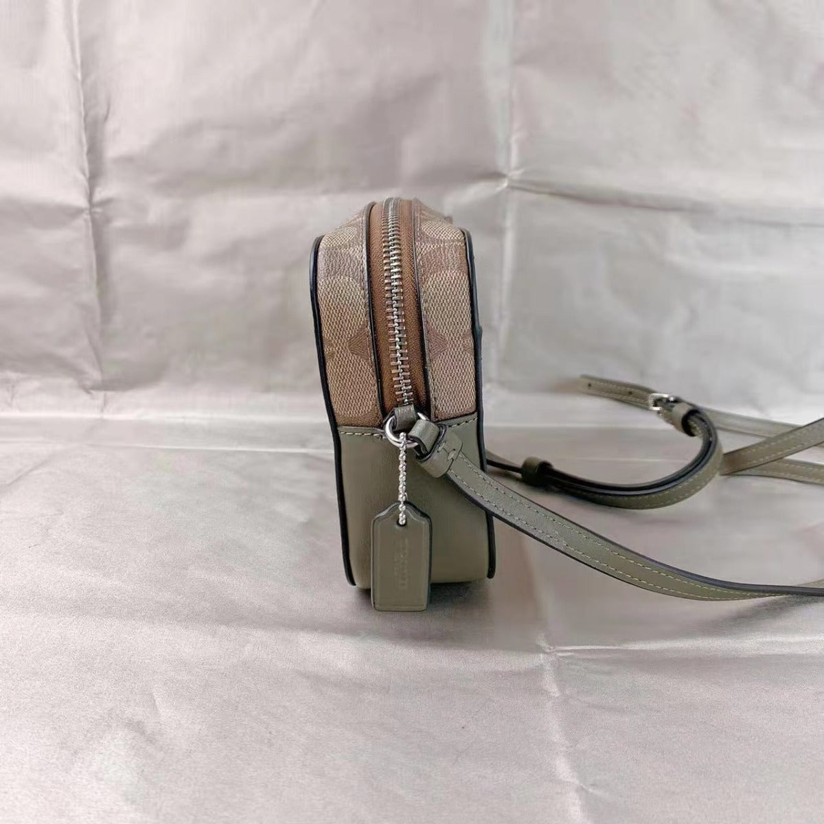 Coach 91677 Mini Camera Bag In Signature Canvas Khaki Surplus Coach 91677 Mini Camera Bag In Signature Canvas Khaki Surplus